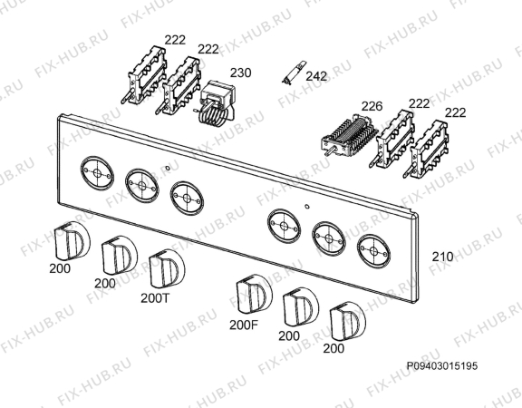 Взрыв-схема плиты (духовки) Zanussi ZCV540K1WA - Схема узла Command panel 037